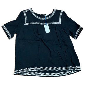 Black and while embroidered Blouse